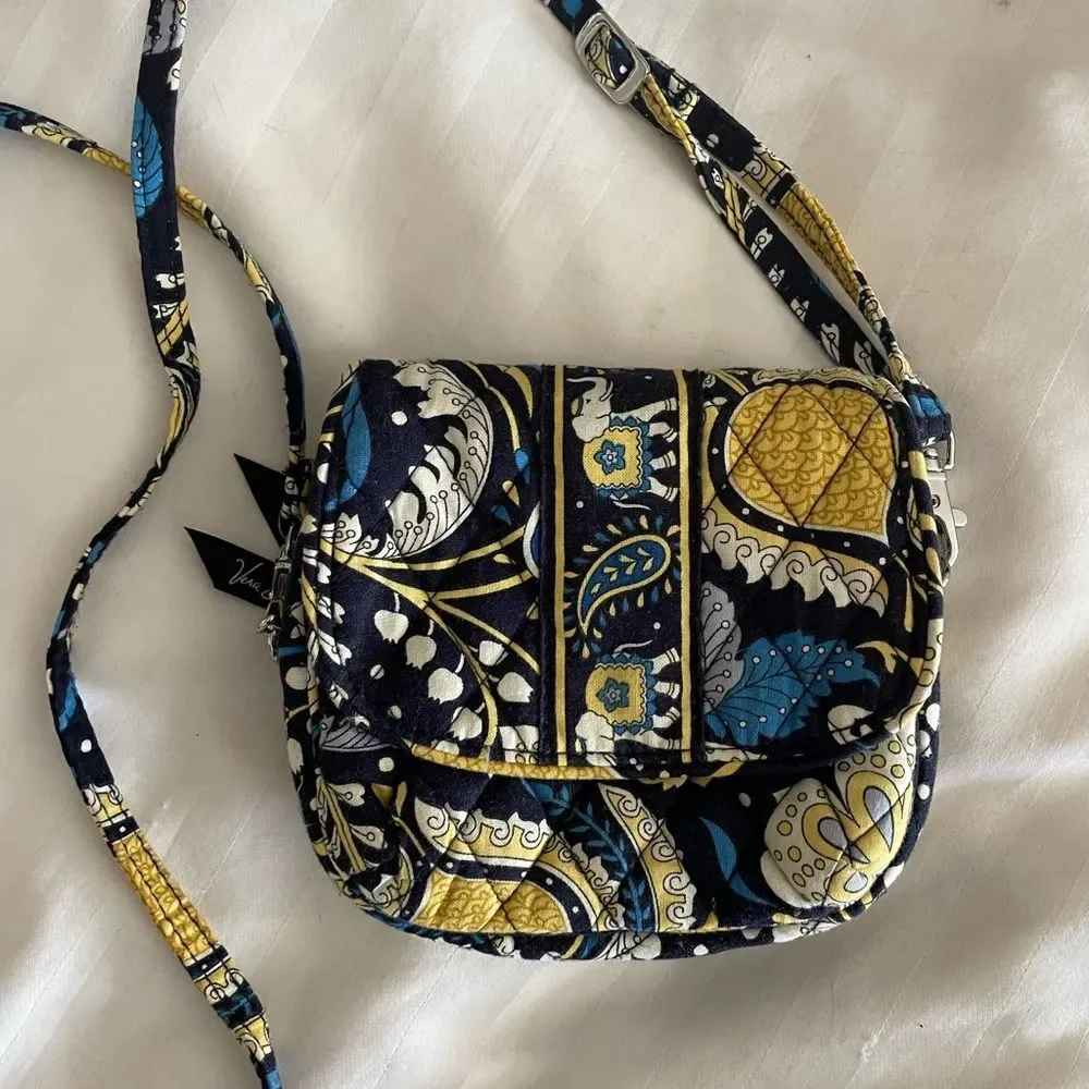 Vera Bradley ”Saddlebag” new style Ellie Blue Purse CrossBody Bag blue w…